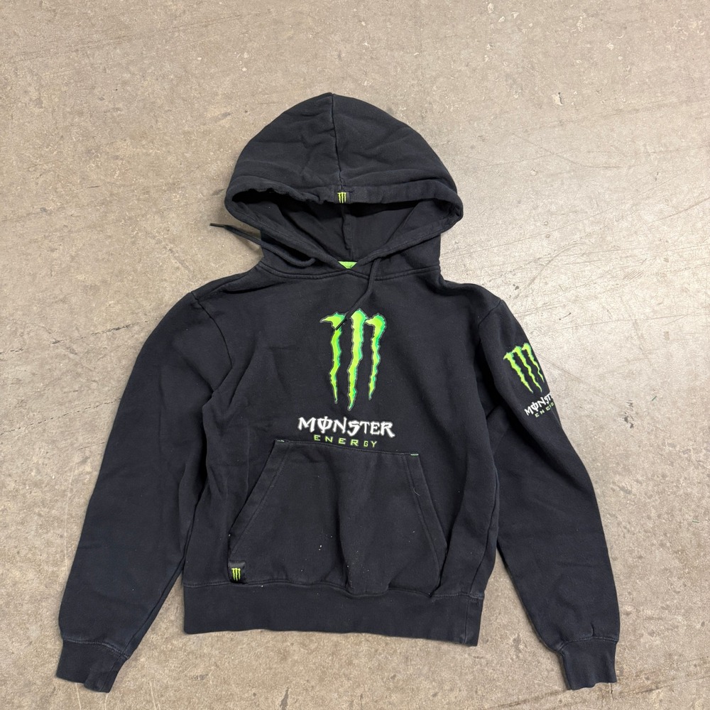 Monster Energy Mens Small Black Graphic Hoodie Unleash The Beast Logo Sweatshirt